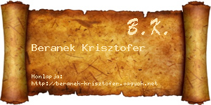 Beranek Krisztofer névjegykártya